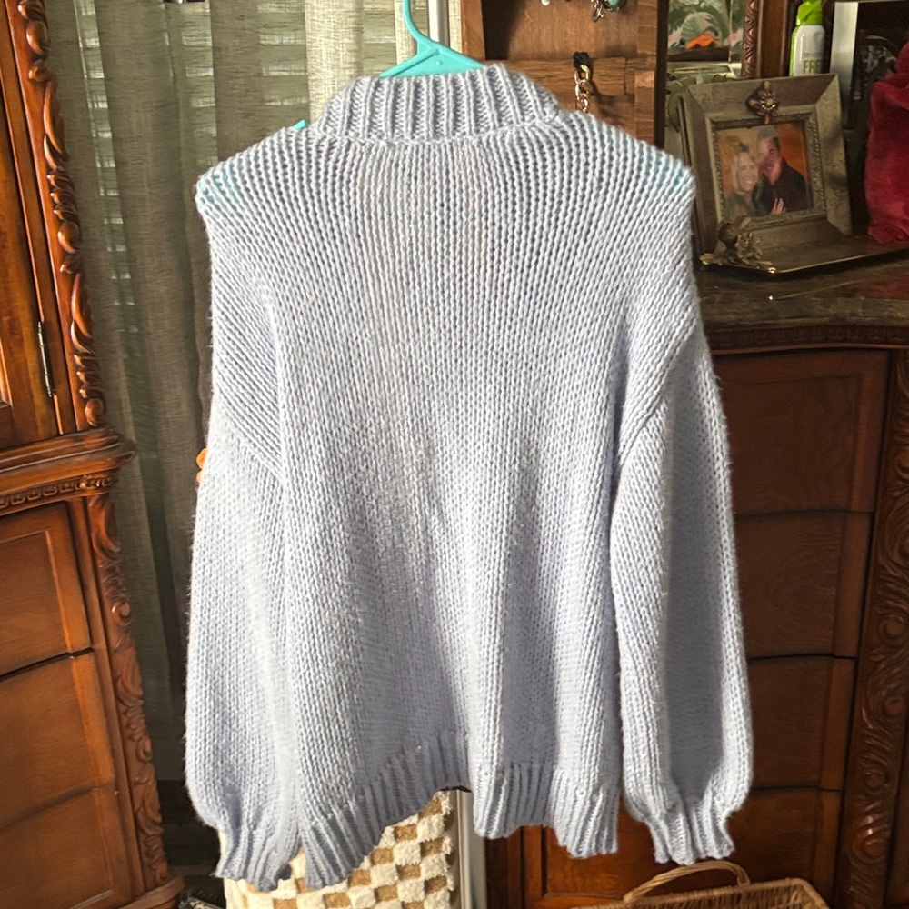Cato Light Blue Cardigan with Colorful Floral Accents - Picture 6 of 6